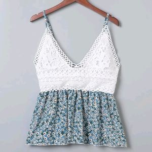 🍉5 for $25* Boho Lace Floral Print Crop Top